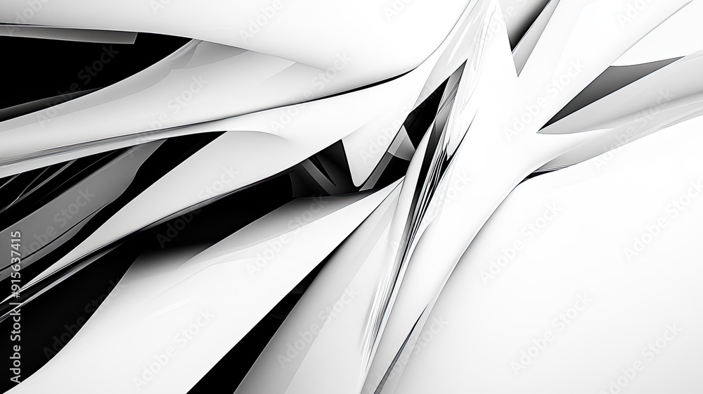 Poster sleek abstract design with sharp white and black contrasts, creating a sophisticated and edgy look