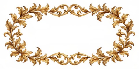 Elegant vintage leaf frame with ornate antique gold accents and intricately detailed leaf motifs on a clean white background, evoking classic sophistication and timeless beauty.