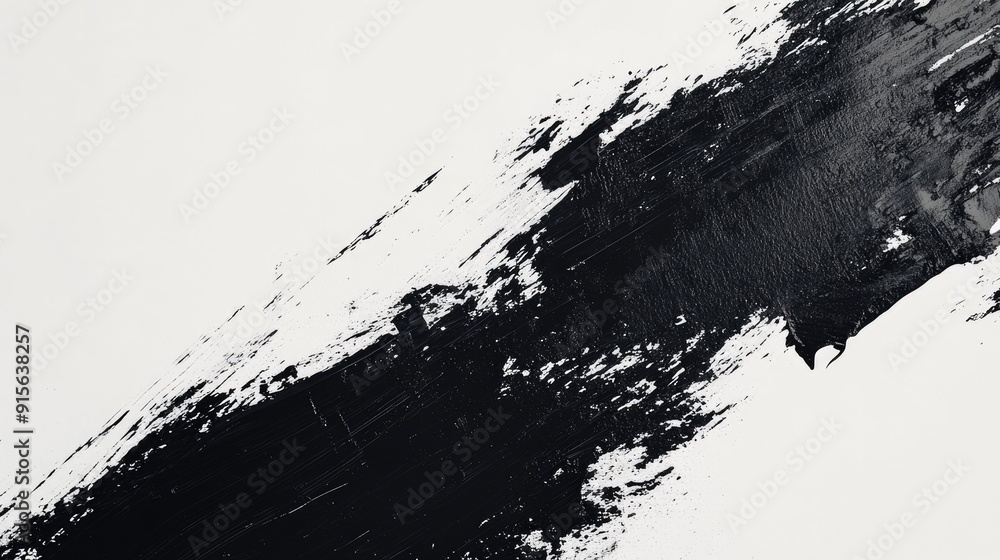Poster stylish abstract composition with bold black strokes and white space, creating a high-contrast visua