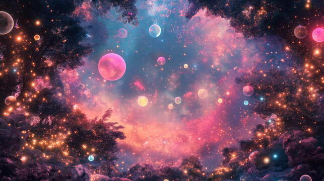 funkadelic, psychedelic, galactic starscape.