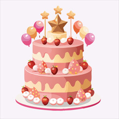 Cake for birthday, ceremony, event, celebration vector