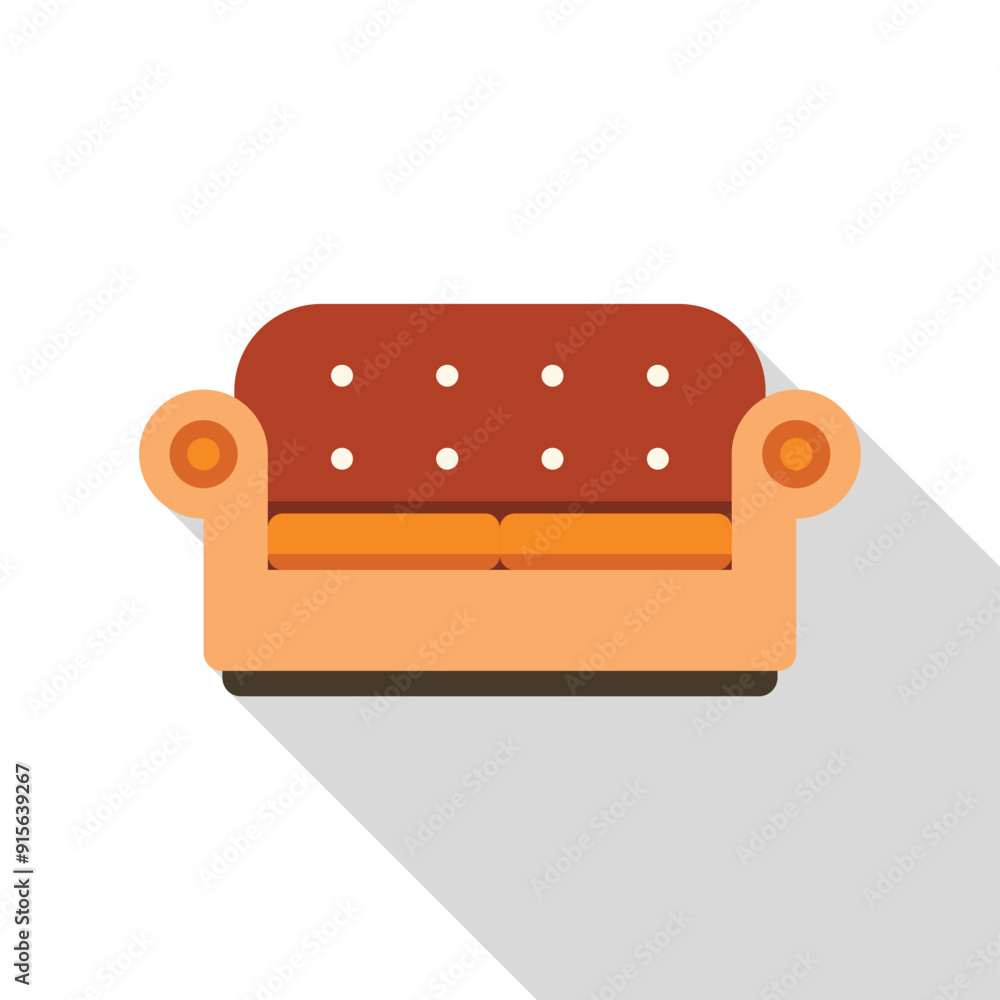 Canvas Prints illustration of comfortable brown sofa with pillows, isolated on white background