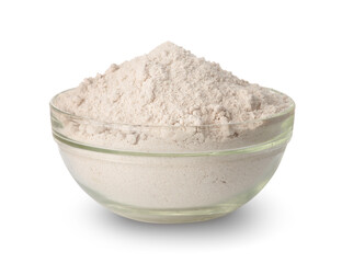 Glass bowl of buckwheat flour