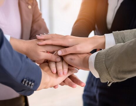 Team members collaborating, highlighting teamwork, joint efforts, and mutual support.