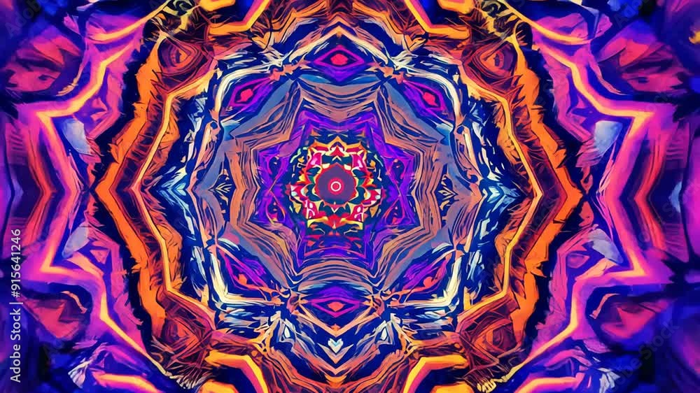 Poster vibrant kaleidoscope pattern with bright colors and intricate design generative ai