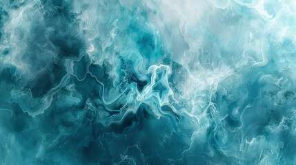 Intriguing tendrils of navy and mint smoke floating gracefully in a sea of black.