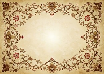 Ornate vintage border frame with intricate filigree patterns and subtle distress, surrounded by subtle floral motifs, adding a touch of classic elegance to any image.