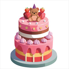 Cake for birthday, ceremony, event, celebration vector