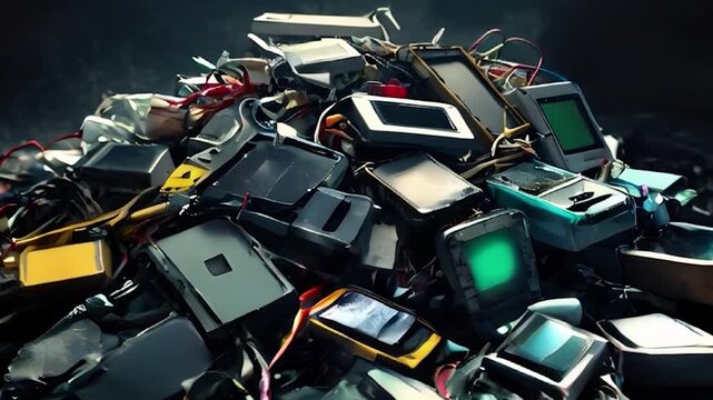 Pile of E-Waste: Old Electronics, Gadgets and Devices