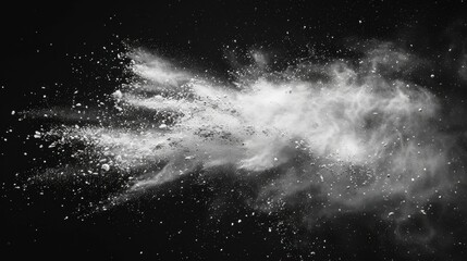 Dramatic White Powder Explosion Against Black..