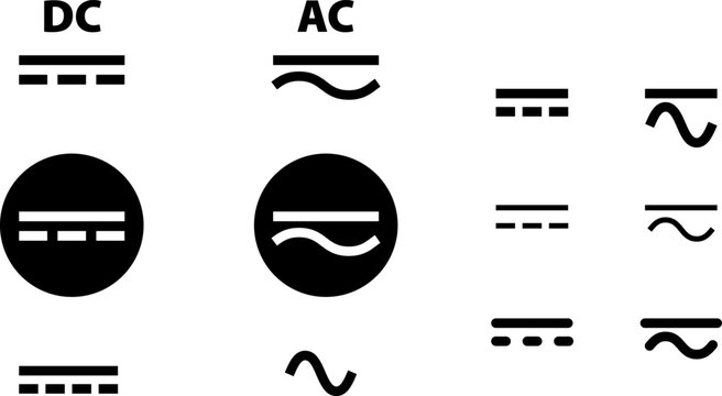  AC DC voltage symbol icon , vector illustration