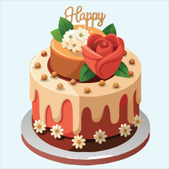 Cake for birthday, ceremony, event, celebration vector