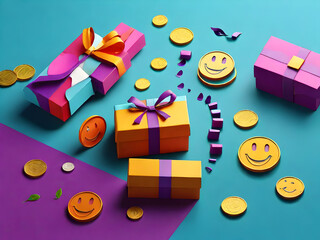 gift box with christmas balls ai generative illustrations 