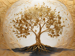 tree with gold ai generative 
