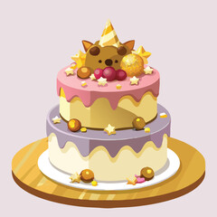 Cake for birthday, ceremony, event, celebration vector