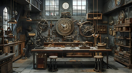 Visualize the evolution of human technology, from simple stone tools to complex machinery, over thousands of years