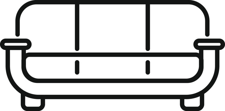 recommend clip art: Simple line icon of a modern three seater sofa, perfect for projects related to interior design, furniture stores, and home decor