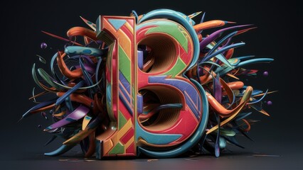 Obraz premium Graffitistyle letter B featuring vibrant patterns and colors