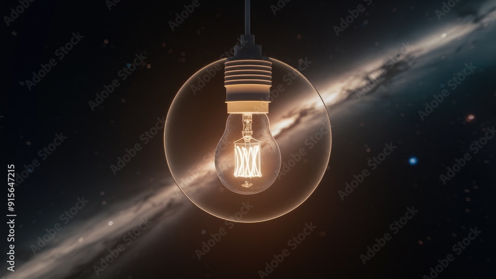 Poster single light bulb against a boundless background 3d rendering