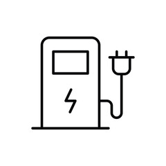 EV charging station icon. Simple outline style. Power supply station, charge, electric vehicle, green energy, technology concept. Thin line symbol. Vector illustration isolated.