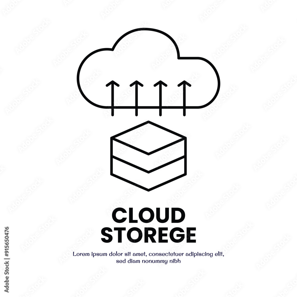 Poster cloud storege thin outline icon vector design good for web or mobile app