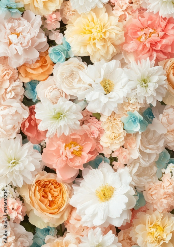 Poster cheerful seamless floral pattern with colorful flowers on light background - perfect for spring and 