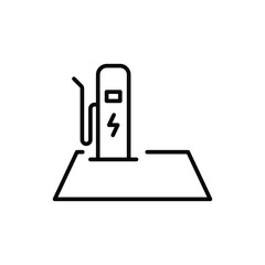 EV charging station icon. Simple outline style. Power supply station, charge, electric vehicle, green energy, technology concept. Thin line symbol. Vector illustration isolated.
