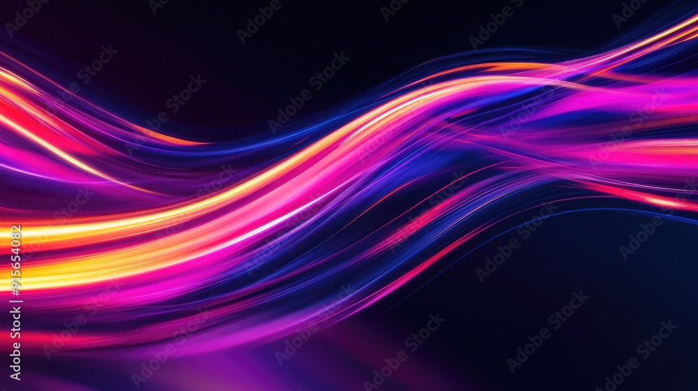 Poster abstract light trails with gradient colors, dynamic and modern