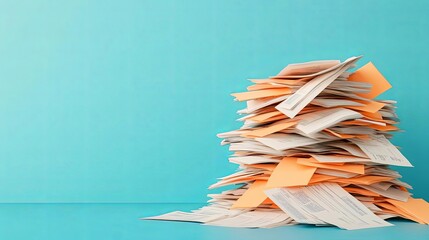 Pile of overdue utility bills, showing household debt challenges