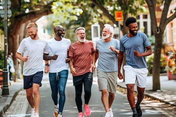 Senior group of mens going for a run and living a healthy lifestyle