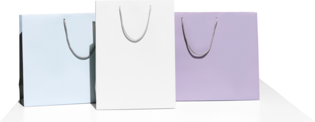 Sale offer. Black Friday. Shopping delivery. Five purchase colorful paper bags against transparent background. Concept of fashion, beauty, shop, salesperson, brand, trends.