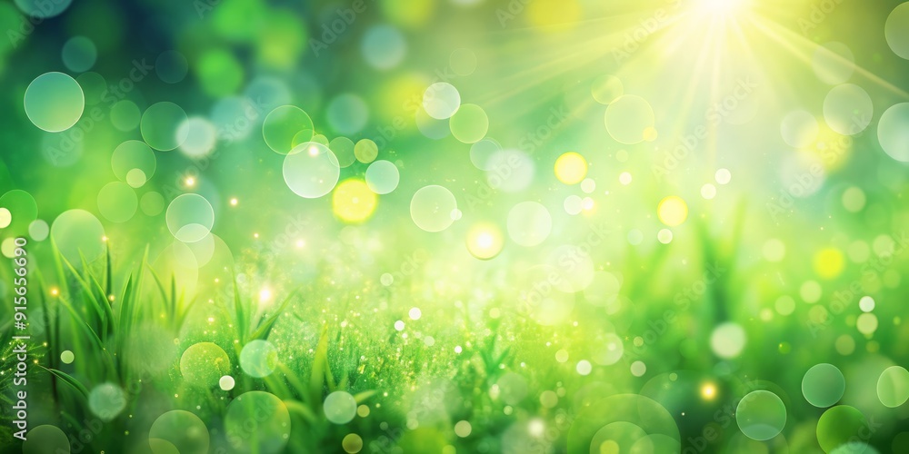 Poster vibrant green abstract blur background with soft, defocused effect evoking fresh spring atmosphere, 