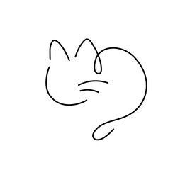 Obraz premium Vector isolated simple minimal single line cat icon colorless black and white contour line easy drawing