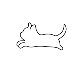 Vector isolated one single simple minimal jumping cat side view colorless black and white contour line easy drawing