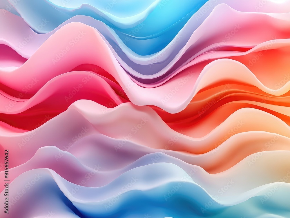 Poster 3d abstract waves in gradient colors, smooth and fluid design