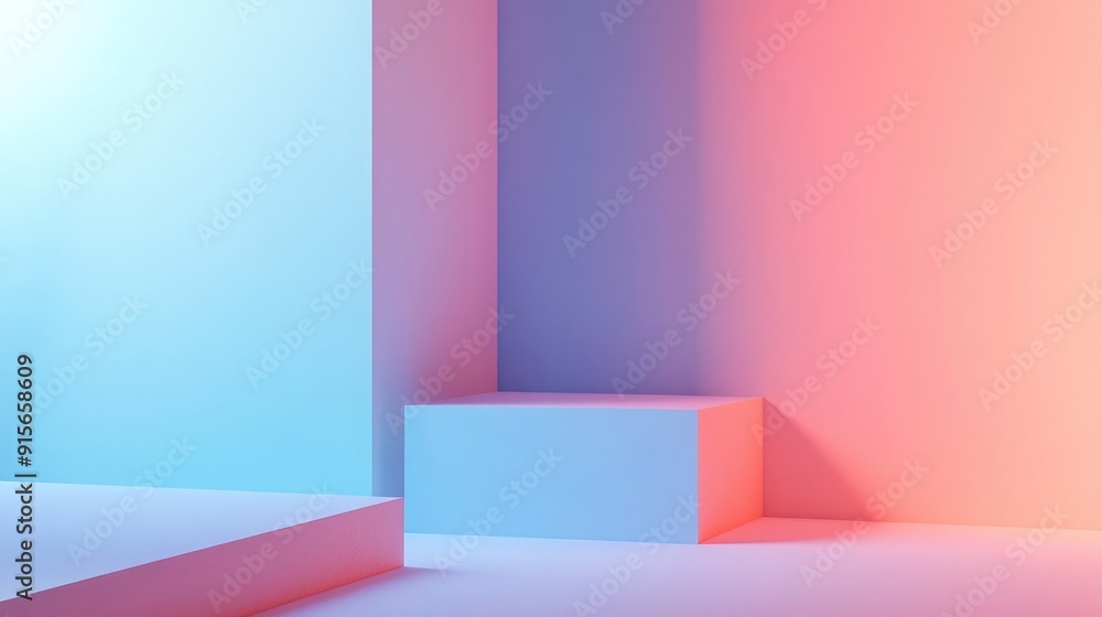 Poster minimalist color blocks with soft gradients, clean and modern