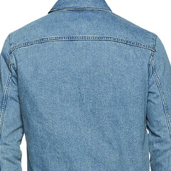 Denim jacket, back. Back view. Isolate on a white background. Mockup.