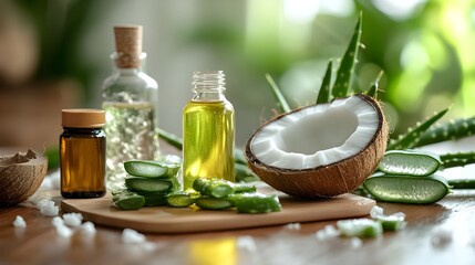 Assorted Natural Ingredients for Wellness and Beauty - High-Detail Organized Arrangement