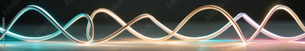 Poster colorful neon light swirls against black background – abstract artistic pattern with vibrant dynamic