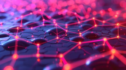 Futuristic mesh grid with glowing nodes