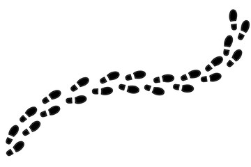 Footprints human silhouette, vector set, isolated on white background. Shoe soles print. Foot print tread, boots, sneakers. Impression icon barefoot. Vector