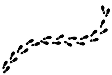 Naklejka premium Footprints human silhouette, vector set, isolated on white background. Shoes soles print. Foot print tread, boot, sneakers. Impression icon barefoot.
