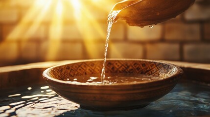 A bowl of water is being poured into it
