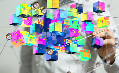 Big data visualization background.Abstract technology