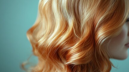Naklejka premium Close-up shot of a woman's head with bright red hair