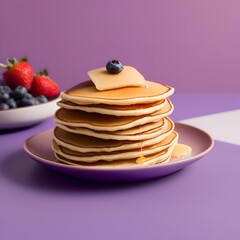 Breakfast Pancakes on a Modern Minimalistic Background. Elegant, food-themed illustration perfect for diverse projects, from culinary marketing to home decor