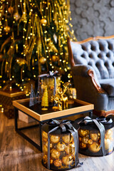 Luxurious interior of the room for Christmas and New Year.
