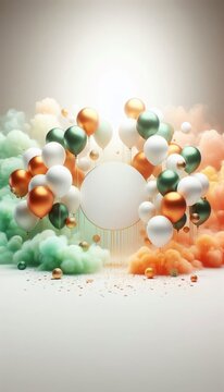 Celebratory Balloons in saffron white green