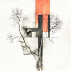 Revealing the Human Soul and Psyche A surreal depiction with fractured faces symbolizing inner transformation and self-disclosure