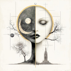 Revealing the Human Soul and Psyche A surreal depiction with fractured faces symbolizing inner transformation and self-disclosure